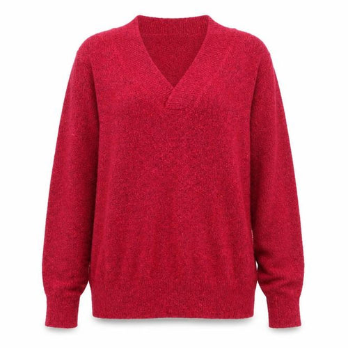 Kim & Cami Womens Pink V-Neck Acrylic Pullover Jumper Size 2XL