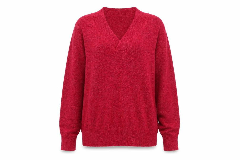 Kim & Cami Womens Pink V-Neck Acrylic Pullover Jumper Size 2XL