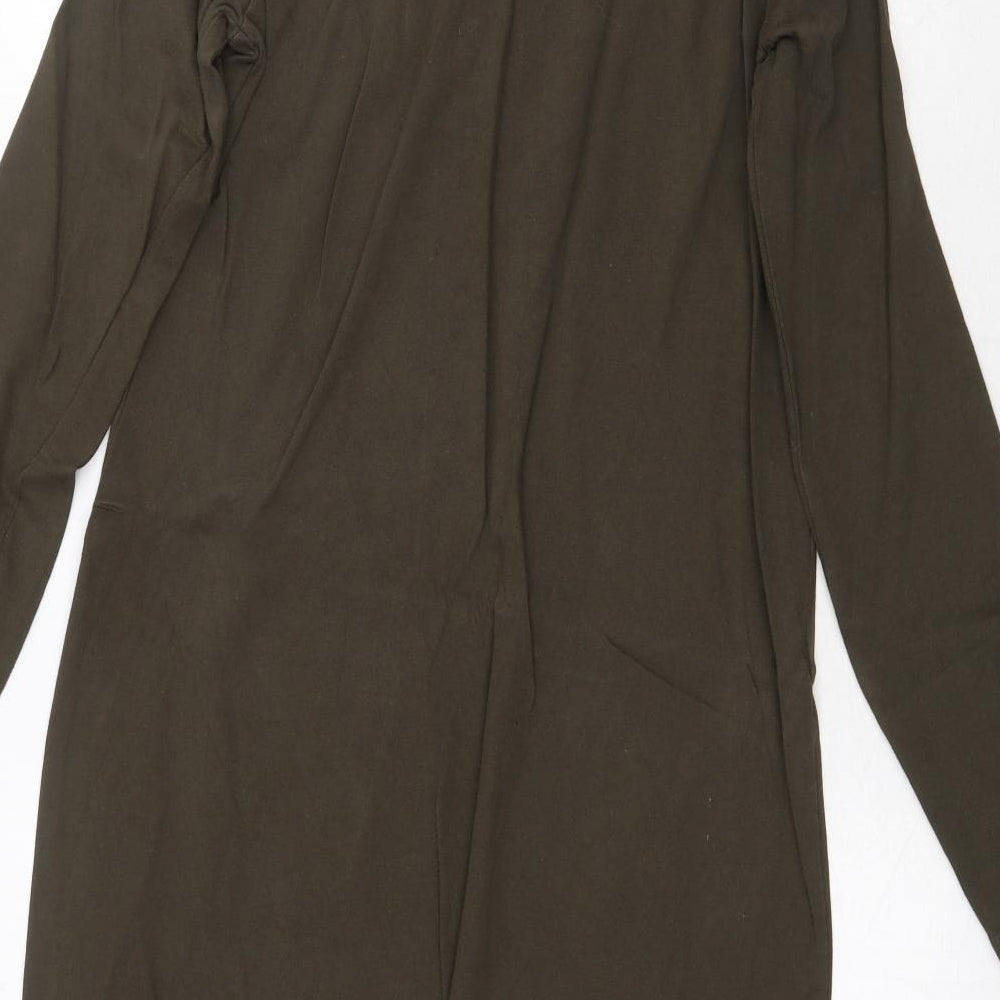 Zara Womens Green Cotton A-Line Size S Round Neck Pullover