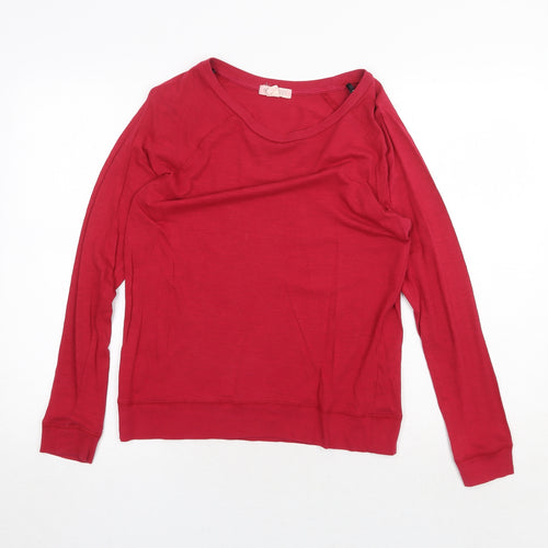 FOREVER 21 Womens Red Cotton Basic T-Shirt Size M Boat Neck