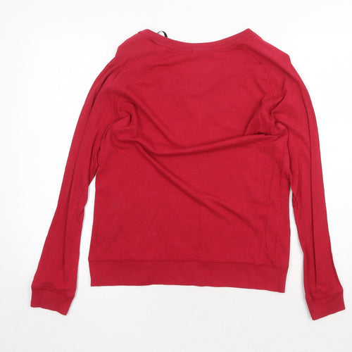 FOREVER 21 Womens Red Cotton Basic T-Shirt Size M Boat Neck