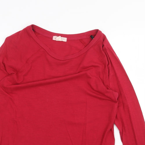 FOREVER 21 Womens Red Cotton Basic T-Shirt Size M Boat Neck