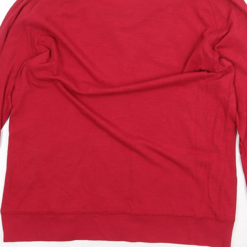 FOREVER 21 Womens Red Cotton Basic T-Shirt Size M Boat Neck