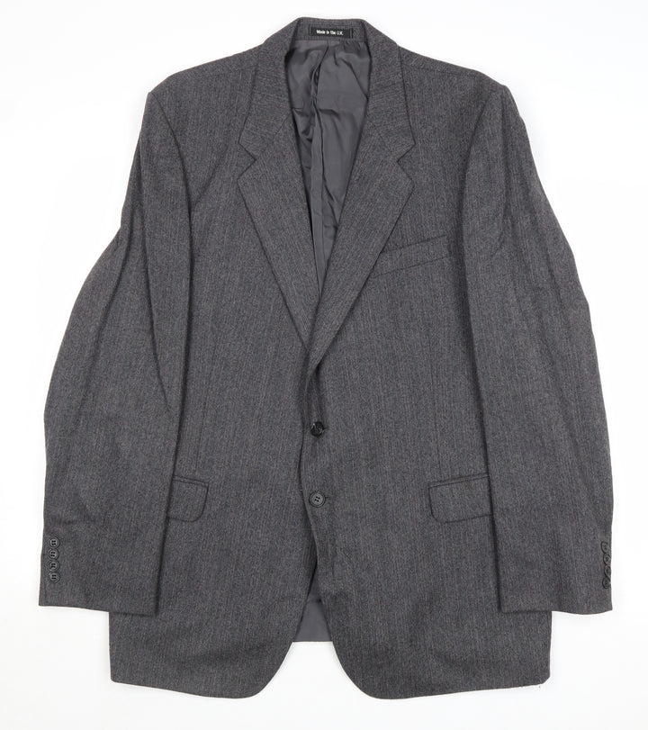 St Michael Mens Grey Striped Wool Jacket Suit Jacket Size 44 Regular