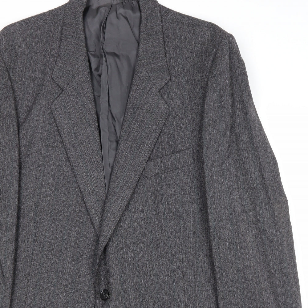 St Michael Mens Grey Striped Wool Jacket Suit Jacket Size 44 Regular