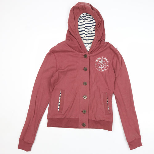 SoulCal&Co Womens Brown Cotton Pullover Hoodie Size 10 Button - Button Up