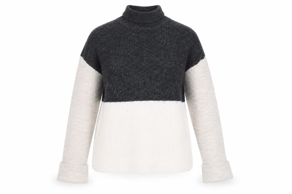 Front view of Missguided women’s grey round neck acrylic jumper, size UK 8