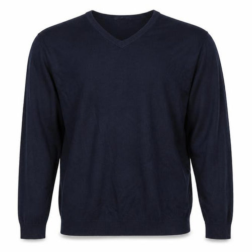 Atlantic Bay Mens Blue V-Neck Acrylic Pullover Jumper Size XL Long Sleeve