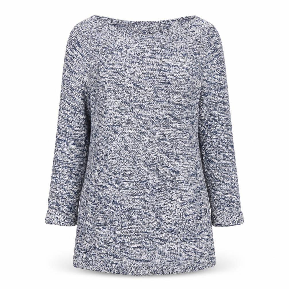 Front view of Wallis women’s blue round neck cotton jumper, size S