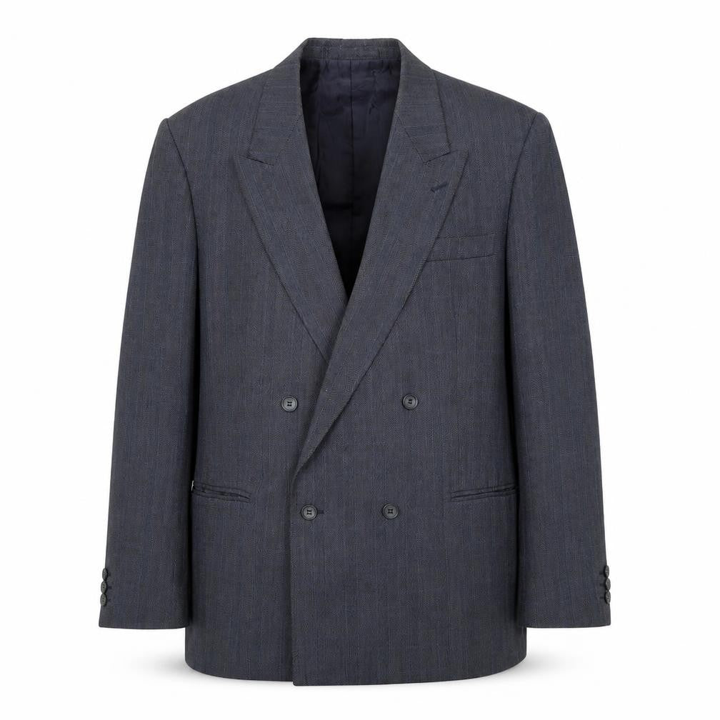 Burton Mens Blue Striped Wool Jacket Suit Jacket Size 42 Regular