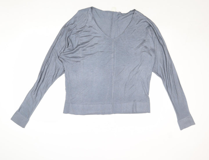 H&M Womens Grey V-Neck Acrylic Pullover Jumper Size M