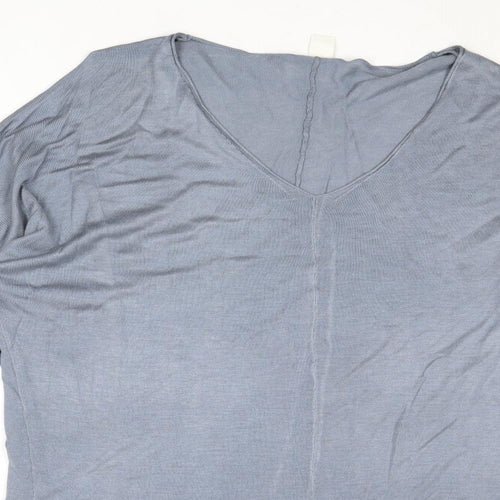 H&M Womens Grey V-Neck Acrylic Pullover Jumper Size M