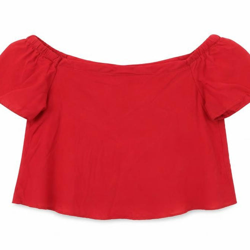 New Look Womens Red Polyester Cropped Tank Size 12 Off the Shoulder