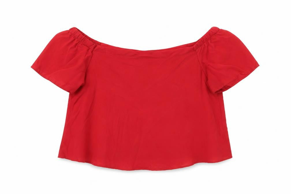 New Look Womens Red Polyester Cropped Tank Size 12 Off the Shoulder