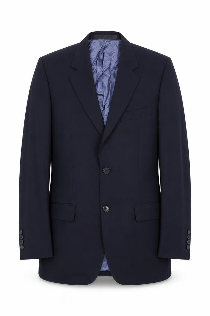 Front view of Marks & Spencer men’s blue wool jacket suit jacket, size 36, regular