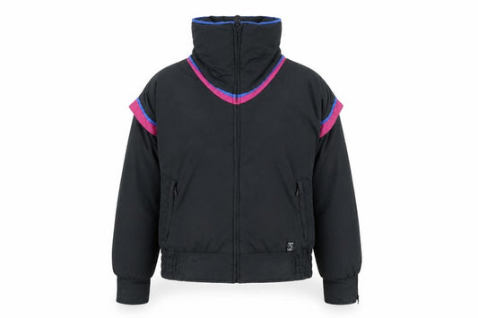 Front view of Cevas women’s black windbreaker jacket, size UK 10, zip - gore-tex