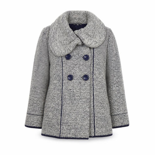 Marks and Spencer Womens Beige Geometric Acrylic Pea Coat Coat Size 12 Button