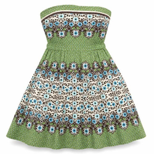 Teeze Me Womens Multicoloured Geometric Cotton Fit & Flare Size 8 Square Neck Zip