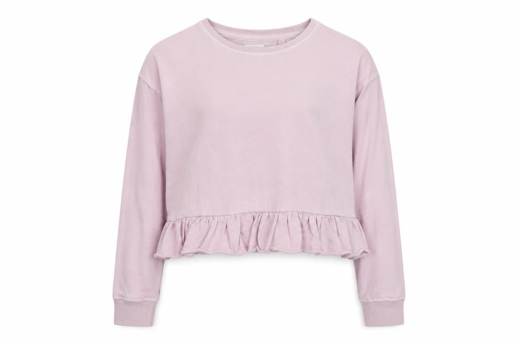 Front view of Next girls’ pink cotton pullover sweatshirt, size 9, years pullover
