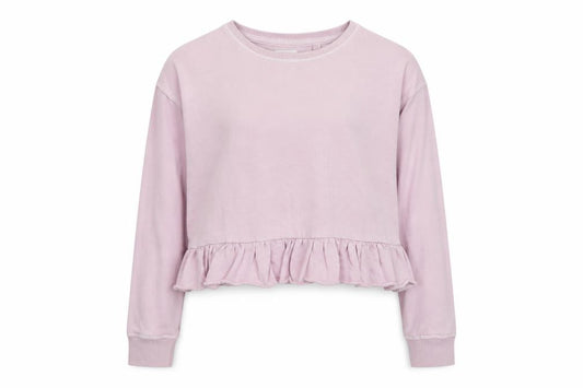 Front view of Next girls’ pink cotton pullover sweatshirt, size 9, years pullover