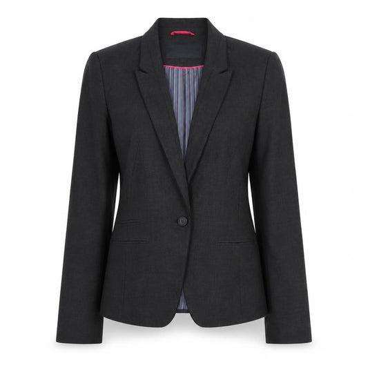 Front view of Next women’s grey polyester jacket blazer, size UK 10