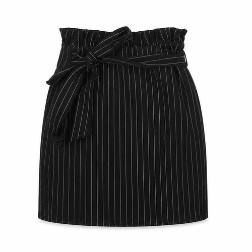 PRETTYLITTLETHING Womens Black Striped Polyester A-Line Skirt Size 4