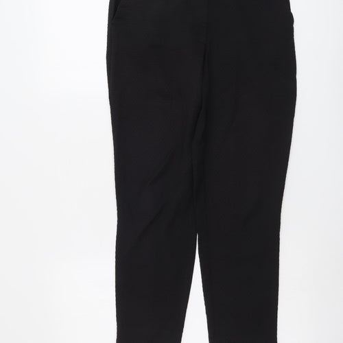 Warehouse Womens Black Polyester Chino Trousers Size 10 L26 in Regular Button - Textured