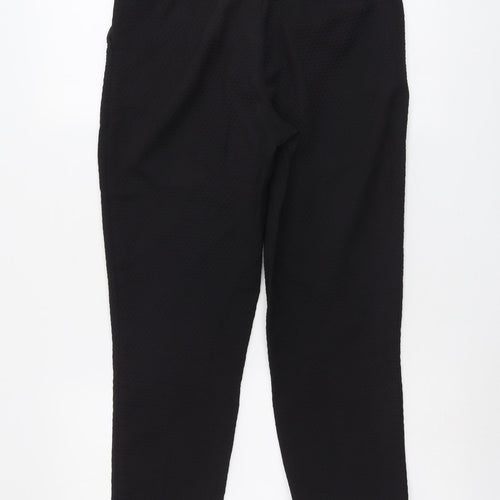 Warehouse Womens Black Polyester Chino Trousers Size 10 L26 in Regular Button - Textured