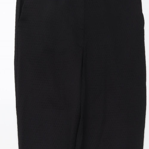 Warehouse Womens Black Polyester Chino Trousers Size 10 L26 in Regular Button - Textured
