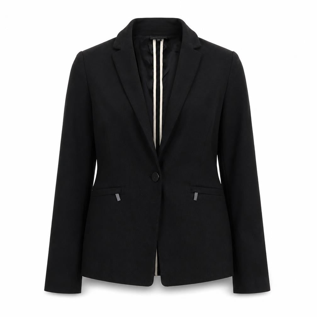 Front view of Next women’s black polyester jacket blazer, size UK 6
