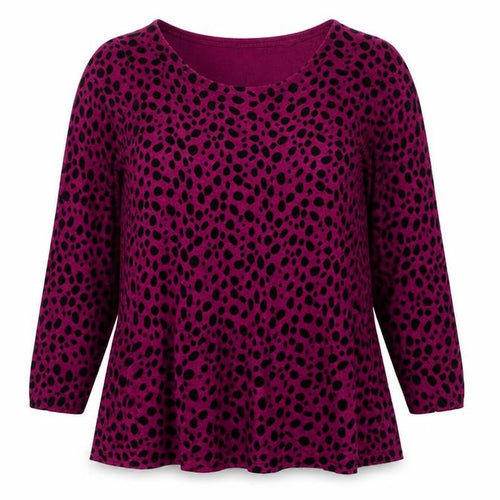 South Womens Purple Round Neck Animal Print Viscose Pullover Jumper Size 10 - Leopard Pattern