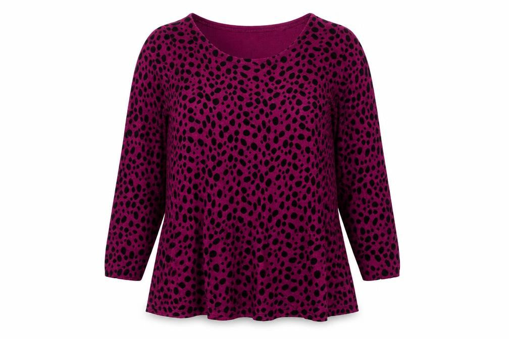 South Womens Purple Round Neck Animal Print Viscose Pullover Jumper Size 10 - Leopard Pattern