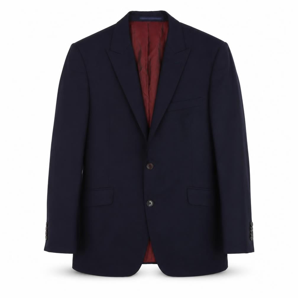 Front view of John Lewis men’s blue wool jacket suit jacket, size M, regular