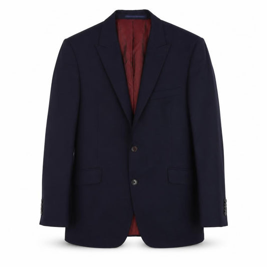 Front view of John Lewis men’s blue wool jacket suit jacket, size M, regular