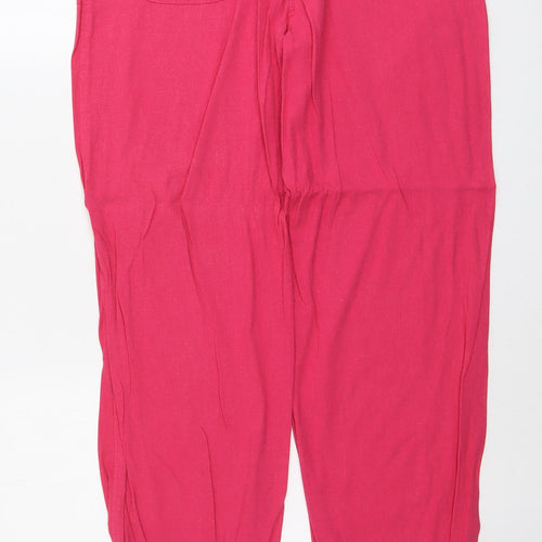 Mia Moda Womens Pink Linen Trousers Size 14 L30 in Regular Button