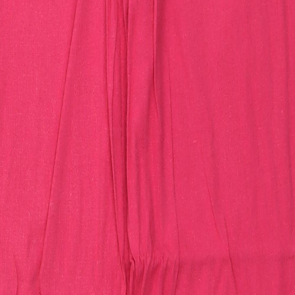 Mia Moda Womens Pink Linen Trousers Size 14 L30 in Regular Button