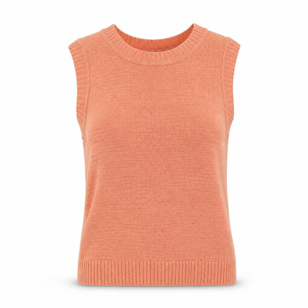 Saloos Womens Orange Polyester Basic Tank Size L Round Neck