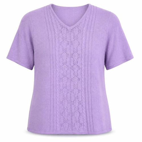 Bonmarché Womens Purple V-Neck Acrylic Pullover Jumper Size M