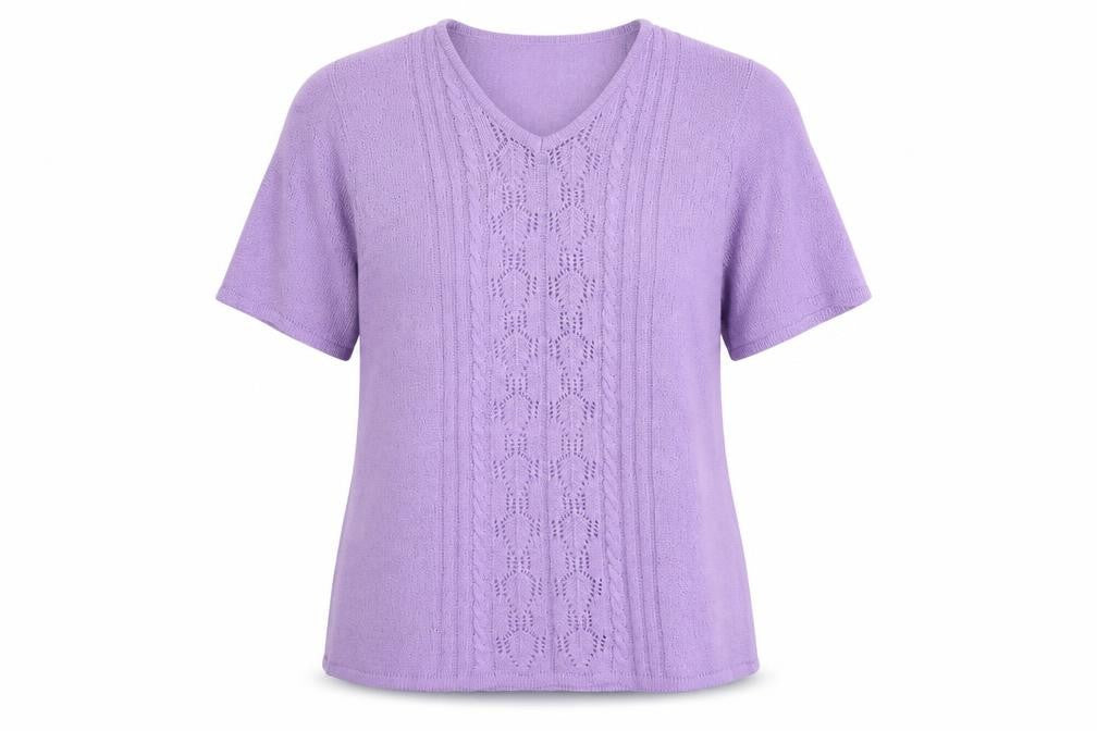 Bonmarché Womens Purple V-Neck Acrylic Pullover Jumper Size M