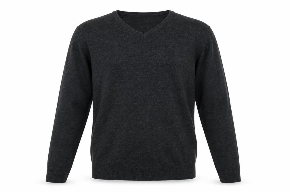Marks and Spencer Mens Grey V-Neck Acrylic Pullover Jumper Size L Long Sleeve