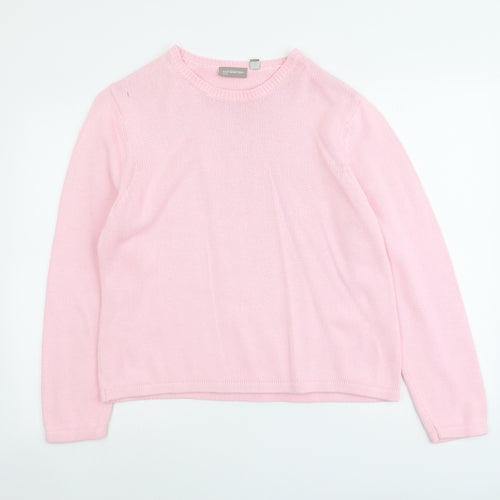 Croft & Barrow Womens Pink Crew Neck Cotton Pullover Jumper Size XL Pullover