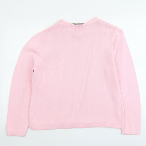 Croft & Barrow Womens Pink Crew Neck Cotton Pullover Jumper Size XL Pullover