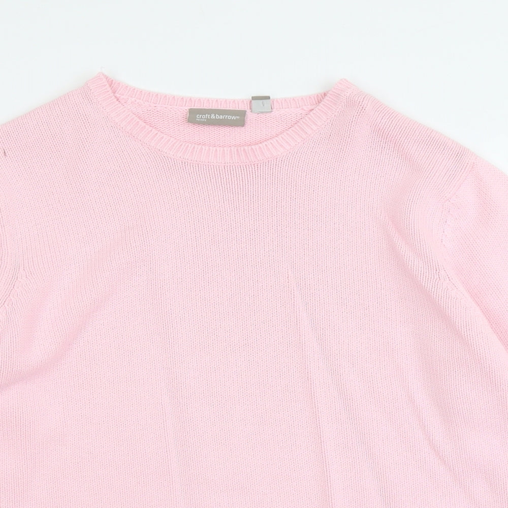 Croft & Barrow Womens Pink Crew Neck Cotton Pullover Jumper Size XL Pullover