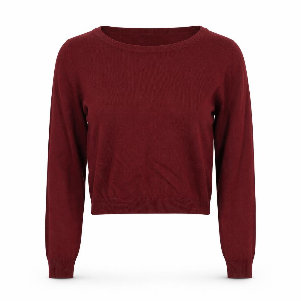 Front view of Terranova women’s red scoop neck acrylic jumper, size L