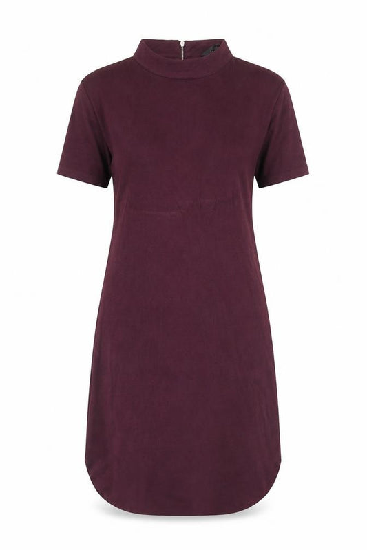 Front view of AX Paris women’s purple polyester a-line, size UK 12, round neck zip