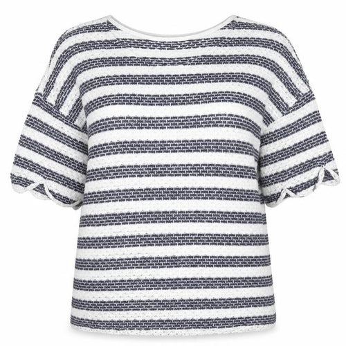 Dorothy Perkins Womens White Round Neck Striped Polyester Pullover Jumper Size 16