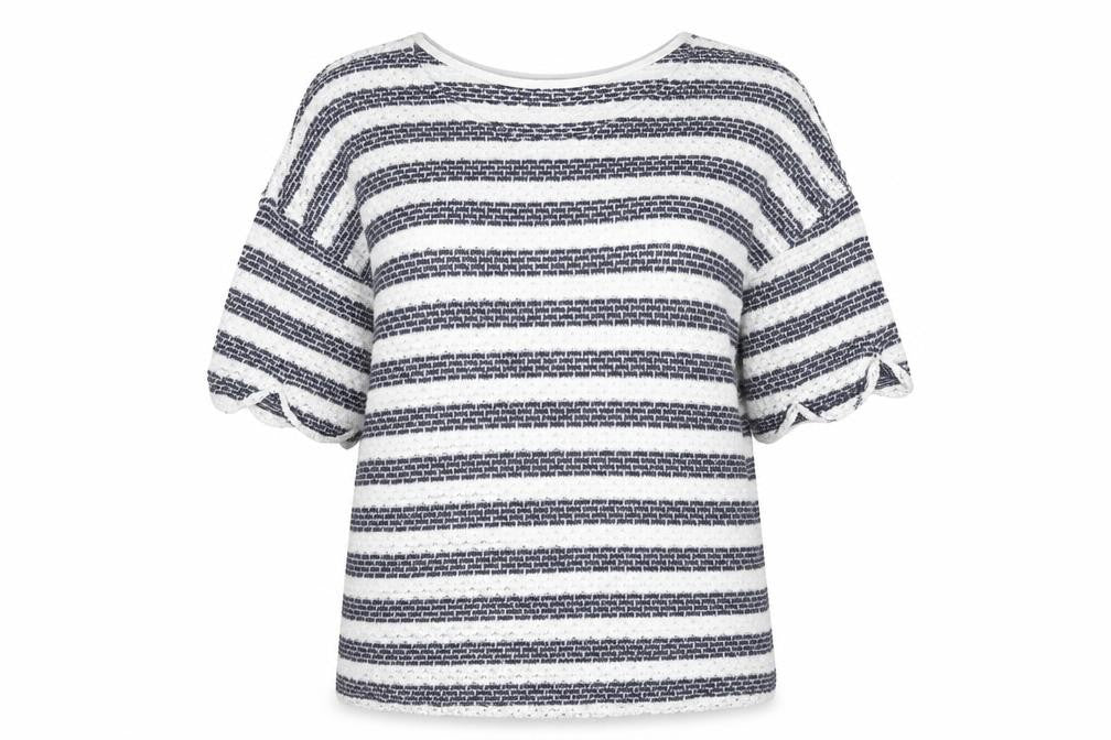Dorothy Perkins Womens White Round Neck Striped Polyester Pullover Jumper Size 16