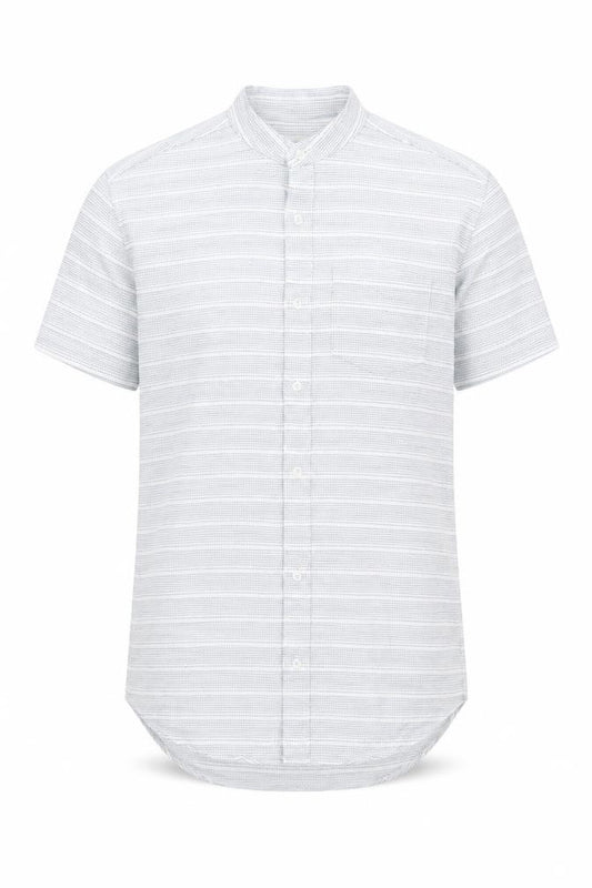 NEXT Mens Blue Geometric Cotton Button-Up Size S Round Neck Button