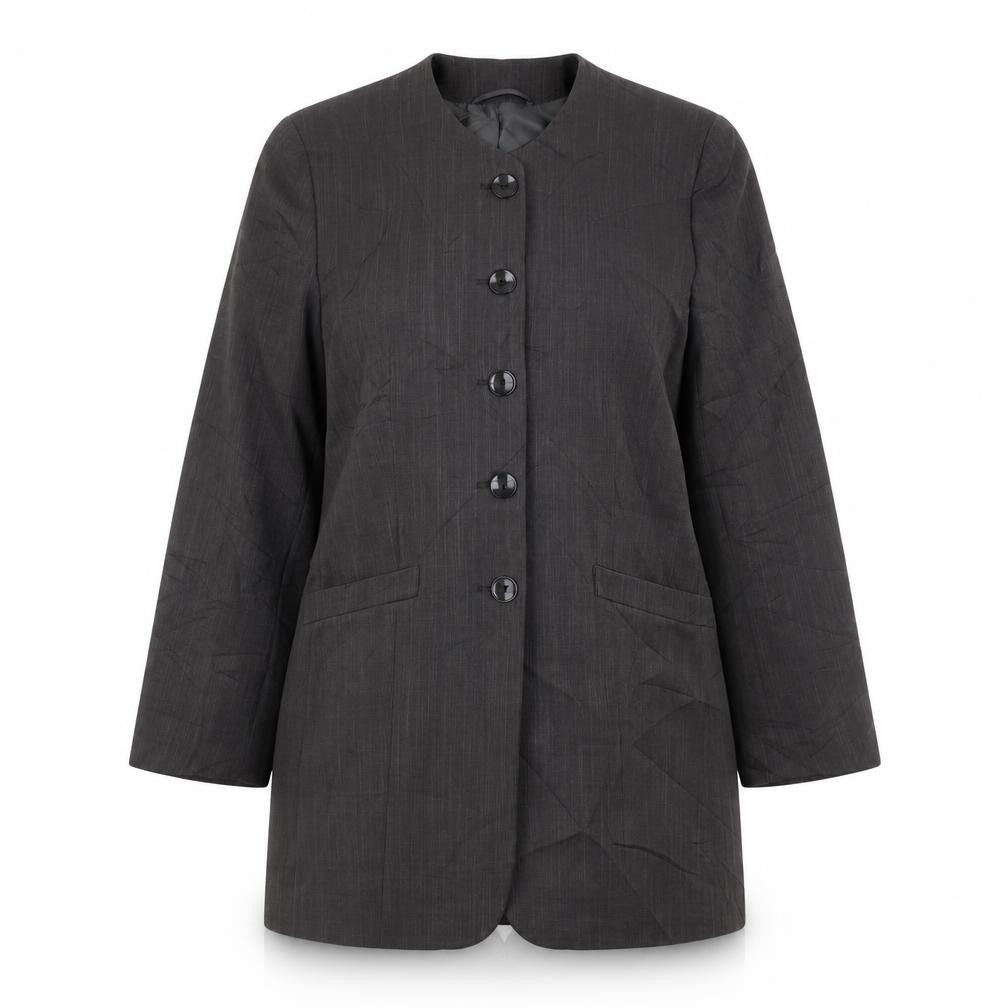 Front view of C&A women’s grey polyester jacket blazer, size UK 12