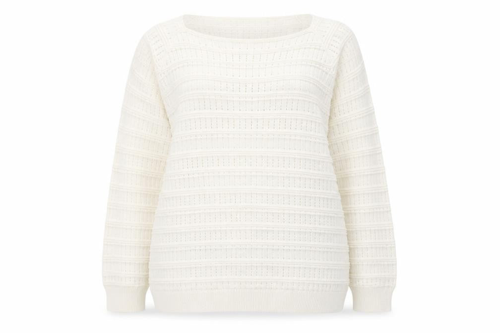Mia Moda Womens Ivory Round Neck Acrylic Pullover Jumper Size XL